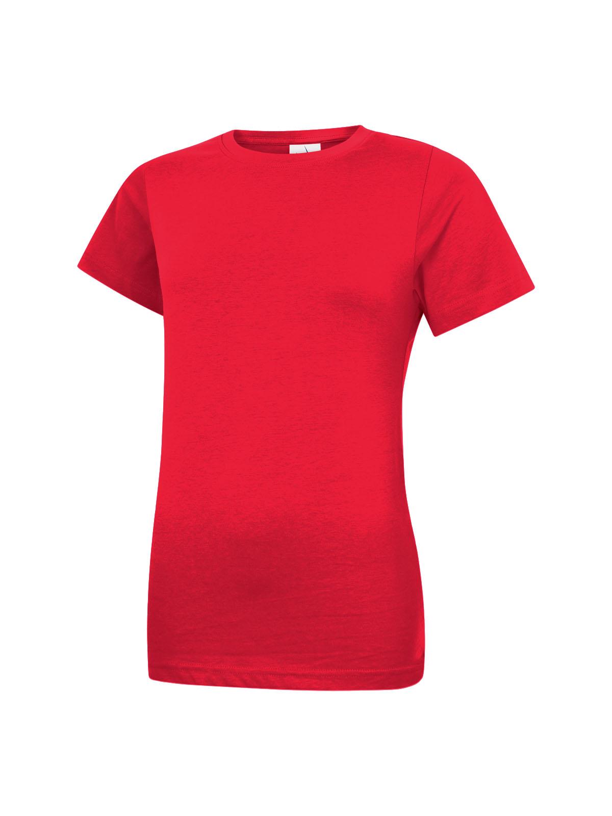 Uneek Clothing Uneek Ladies Classic Crew Neck T-Shirt in Red