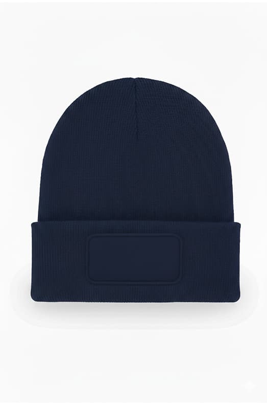 Uneek Clothing Uneek Rectangular Patch Beanie in Navy