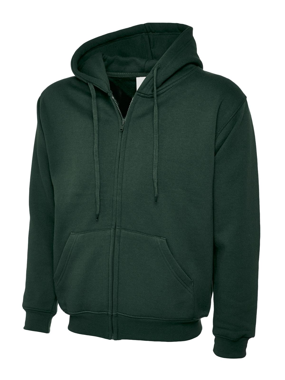Uneek Clothing Uneek Adults Classic Full Zip Hooded Sweatshirt in Bottle Green