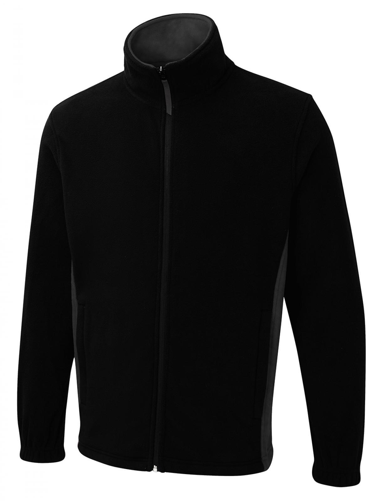 Uneek Clothing Uneek Two Tone Full Zip Fleece Jacket in Black/Charcoal