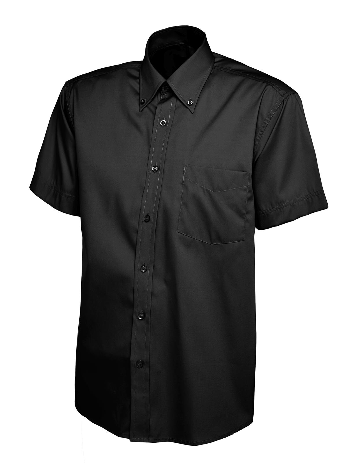 Uneek Clothing Uneek Mens Pinpoint Oxford Half Sleeve Shirt in Black