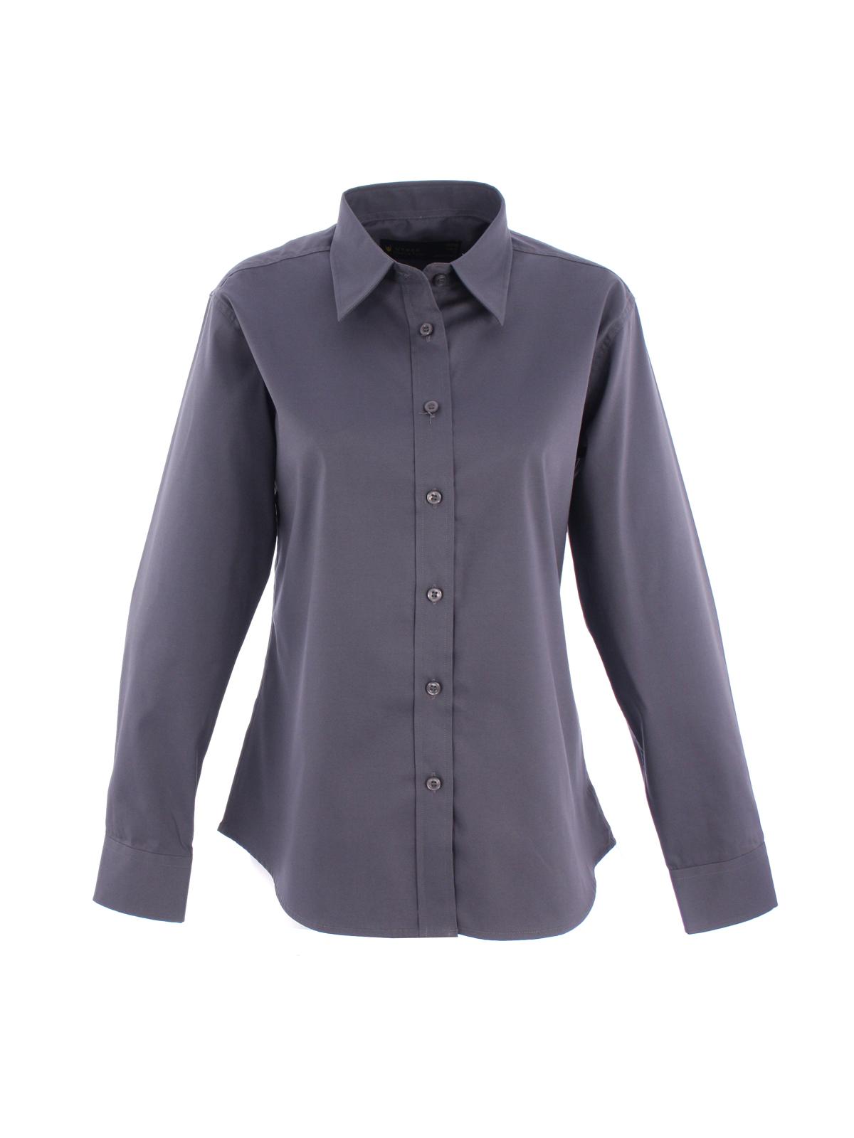 Uneek Clothing Uneek Ladies Pinpoint Oxford Full Sleeve Shirt in Charcoal