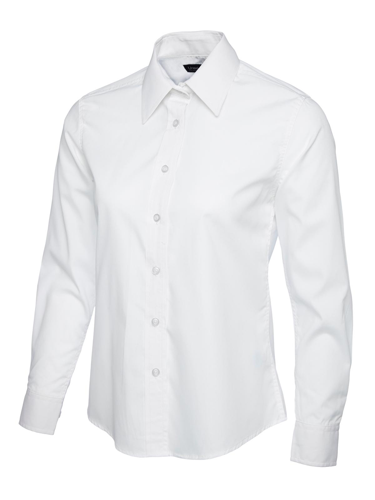 Uneek Clothing Uneek Ladies Poplin Full Sleeve Shirt in White