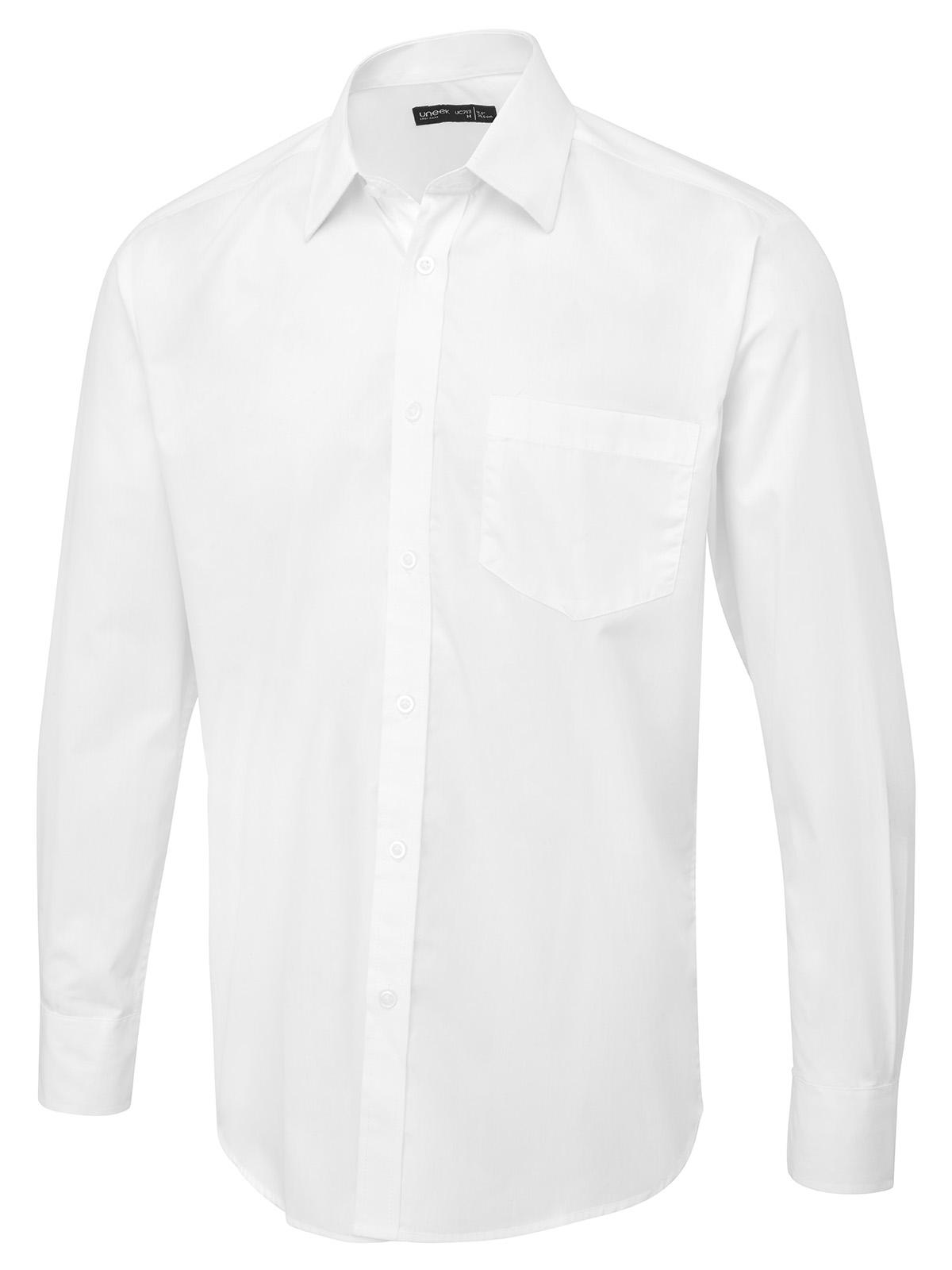 Uneek Clothing Uneek Men's Long Sleeve Poplin Shirt in White