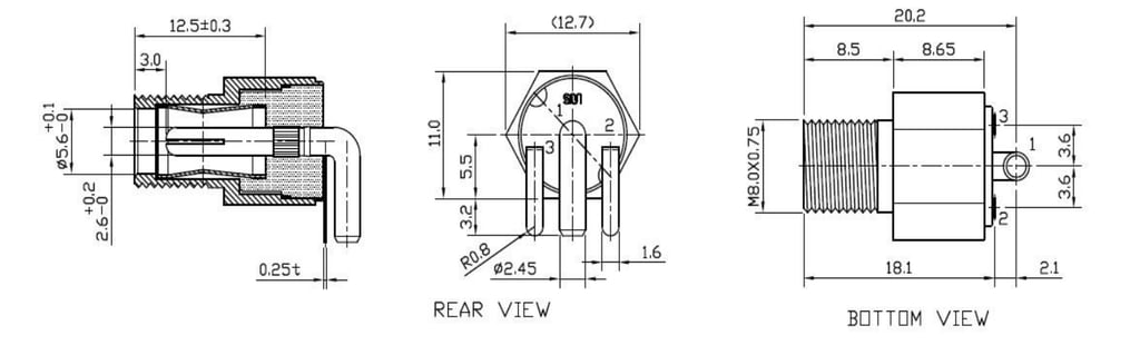 iPC400-MB DC input connector drawing, DCIN1.