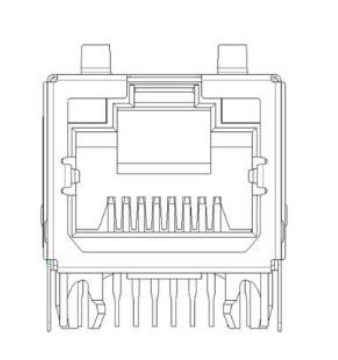 LAN1 1 GbE RJ45 connector drawing.