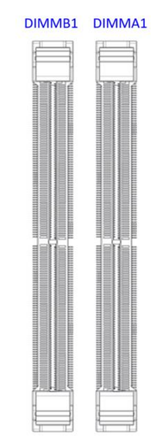 180-degree SO-DIMM socket drawings for DIMMA1 and DIMMB1.