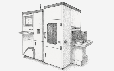 Enclosed semiconductor metrology machine with a side-mounted touchscreen station and inspection chamber