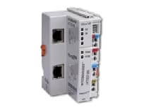 EtherCAT bus coupler with two Ethernet ports and terminal terminals for connecting remote I/O modules