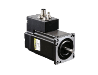 Integrated stepper motor with attached drive and front shaft mount for motion control