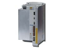 Compact gray AC servo drive with front status window and side connectors for motion control