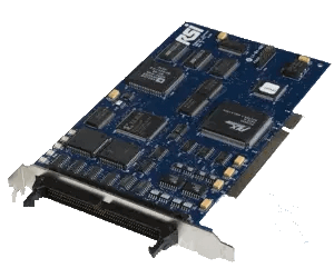 带金属支架和边缘连接器的蓝色 PCI 扩展卡