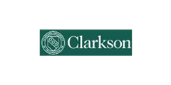 Clarkson logo in white text on a green rectangular background