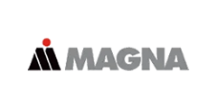 Magna logo with a stylized black and red emblem and gray wordmark