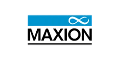 MAXION logo with a blue bar and infinity symbol above a black wordmark