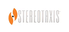 Stereotaxis logo with an orange abstract icon and gray wordmark