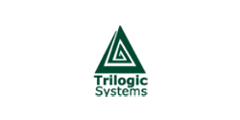 Trilogic Systems logo with a green triangular emblem and stacked text