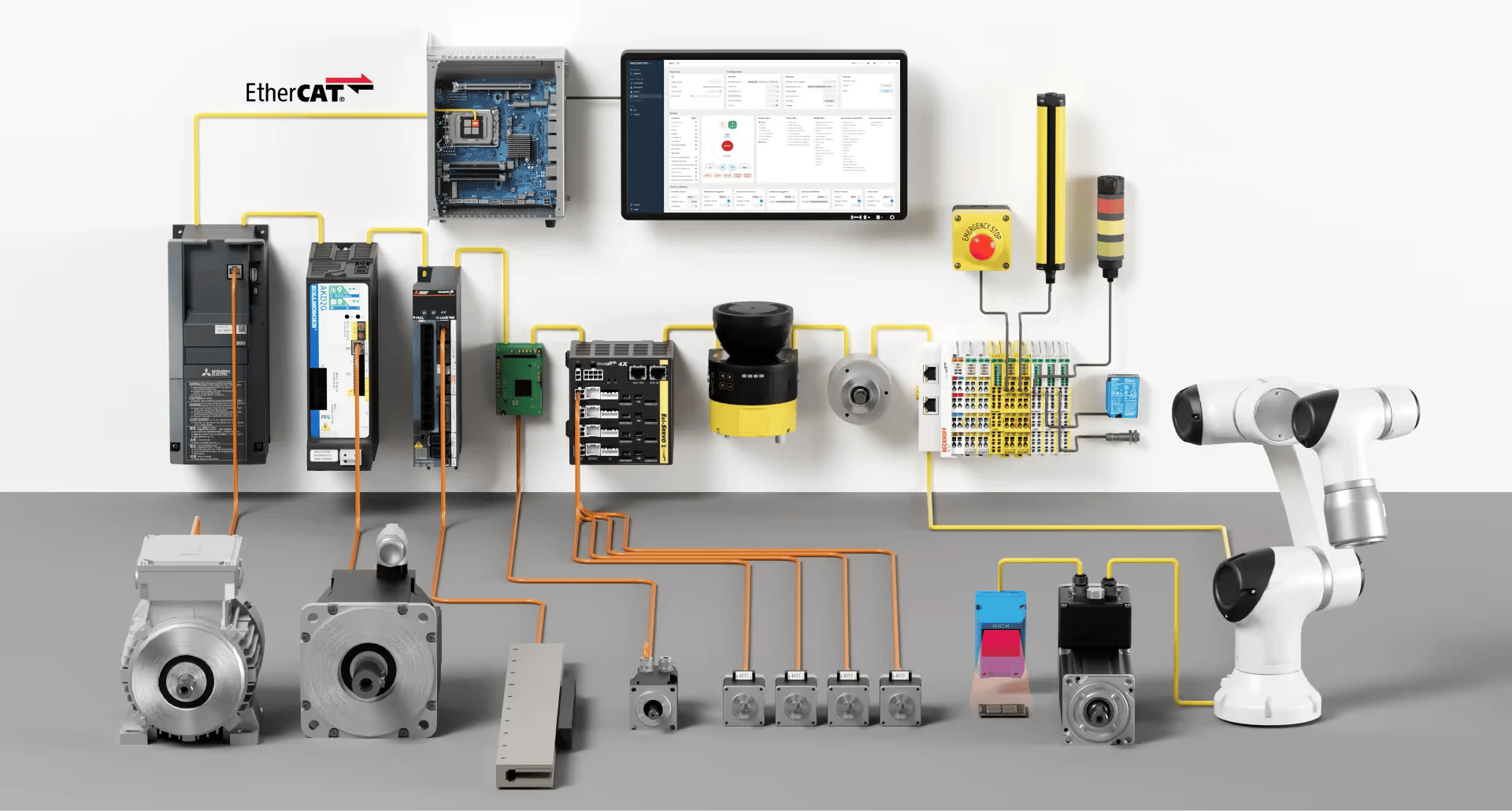 Grid of supported EtherCAT SubDevices from 62 manufacturers