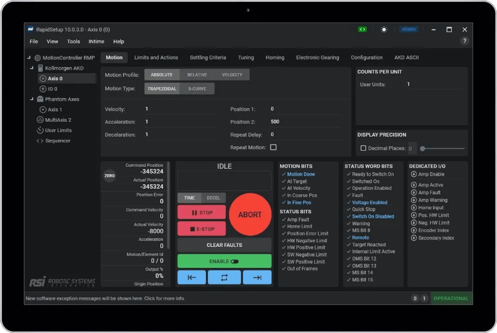 RapidSetup G-Code interpreter user interface