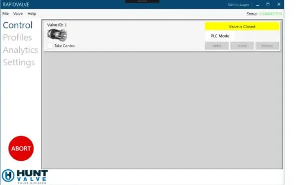 RapidValve user interface