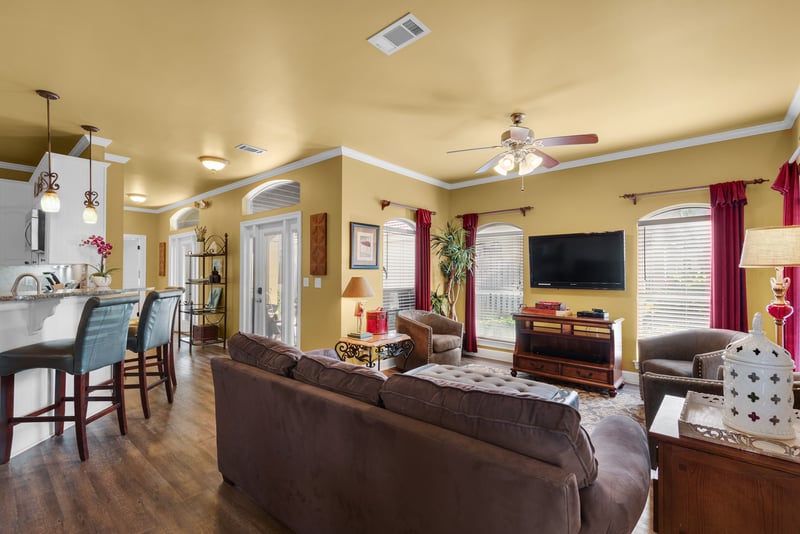 Coconut Cove - Living Area w/ HDTV and Queen Sleeper Sofa