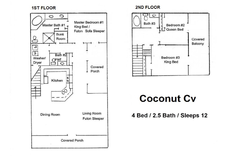 Coconut Cove - Emerald Shores Vacation Rental Home Layout