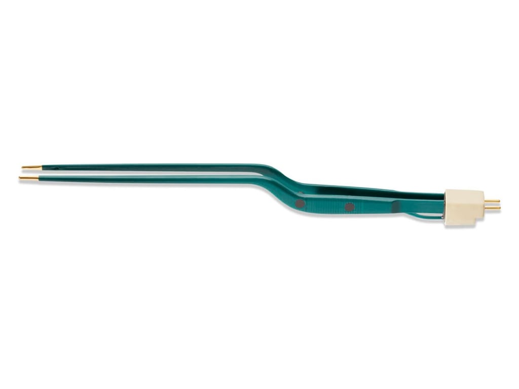 8 3/4” (22.2cm) Hardy Bayonet Irrigating, Bipolar Forceps With Stop, 0.5mm