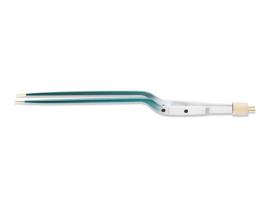 8 3/4” (22.2cm) Hardy Titanium Bayonet Non-Stick Bipolar Forceps With Stop, Insulated, 1.5mm