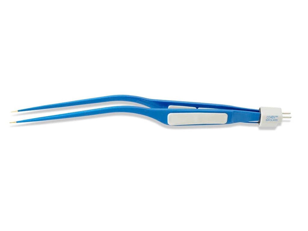 Disp. 8" (20.3cm) Cohen Bayonet Non-Stick Bipolar Forceps, Ins., 1.0mm