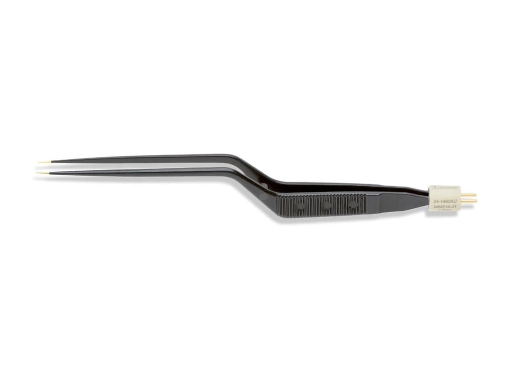 8" (20.3cm) Narrow Line Bayonet Non-Stick Bipolar Forceps, Ins., 1.0mm