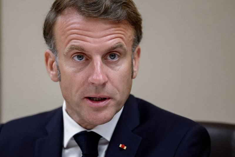 Image for France's Macron calls tariffs imposed by powerful countries a form of 'blackmail'