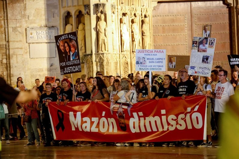 Image for Protesters urge regional Spanish leader to quit a year after deadly floods