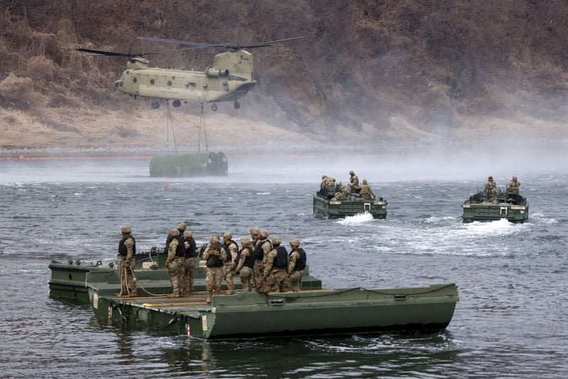 Image for North Korea fires possible missile towards sea during US-South Korea drills