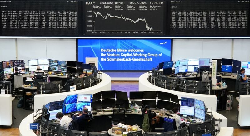 Image for European shares end lower as Trump's tariff threats keep markets on edge