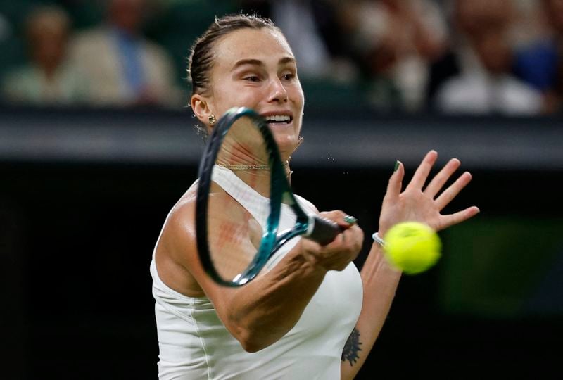 Image for Tennis-Sabalenka fights off Raducanu, Alcaraz marches on, Keys and Osaka crash at Wimbledon