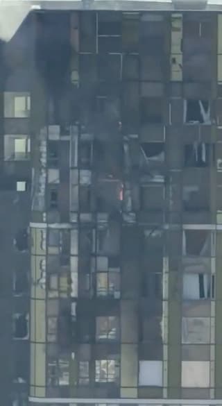 Image for Ukrainian drone hits apartment building in Russian city of Yekaterinburg, local official says