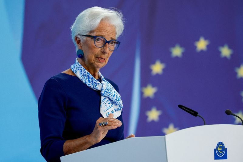 Image for Euro zone inflation risk quite contained, Lagarde says