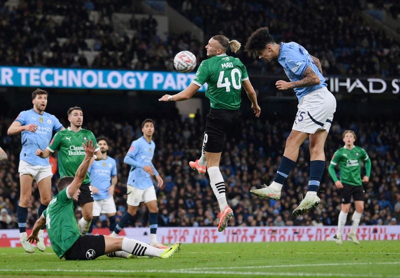 Image for Soccer-Man City survive Cup scare as O'Reilly double helps them past Plymouth