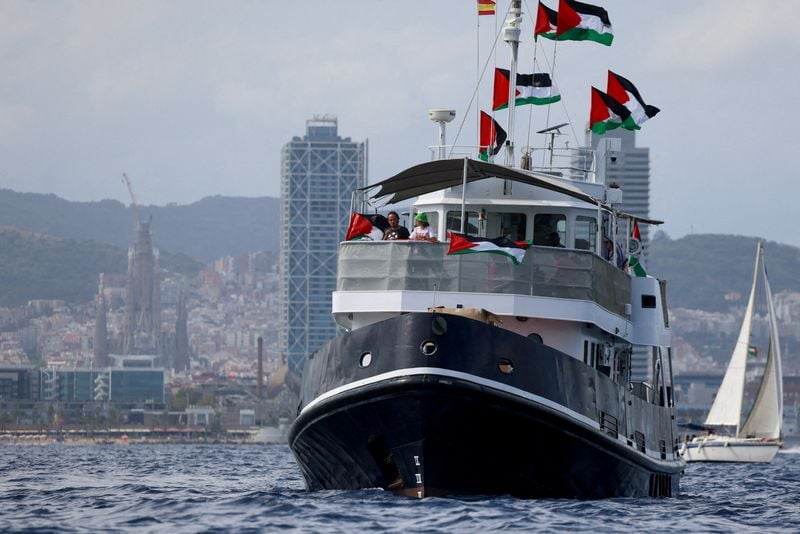 Image for Aid flotilla for Gaza departs Barcelona after stormy weather turnaround