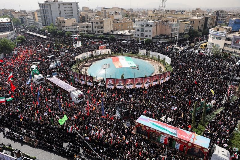 Image for Iran holds funeral for commanders and scientists killed in war with Israel