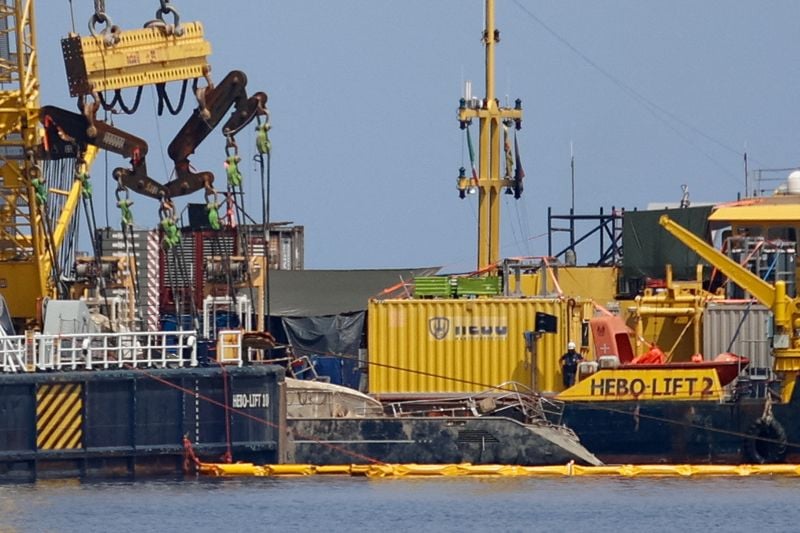 Image for Tycoon Mike Lynch's sunken superyacht raised towards surface ahead of final lift