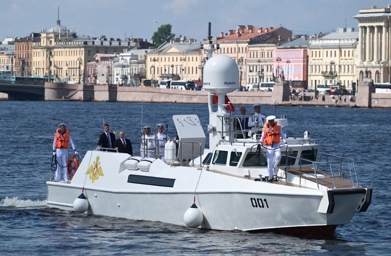 Image for Ukrainian drones target St Petersburg as Putin attends scaled-down Navy Day