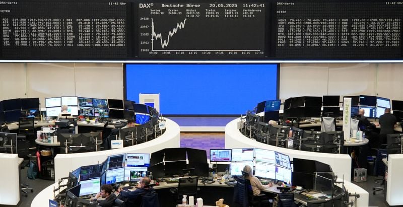 Image for European stocks ease from 2-month highs as JD Sports, Julius Baer slide (May 21)