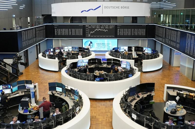Image for European shares trim gains after Trump comments on China tariffs