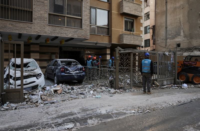 Image for Israel pounds Beirut suburbs after Hezbollah fires volley of rockets