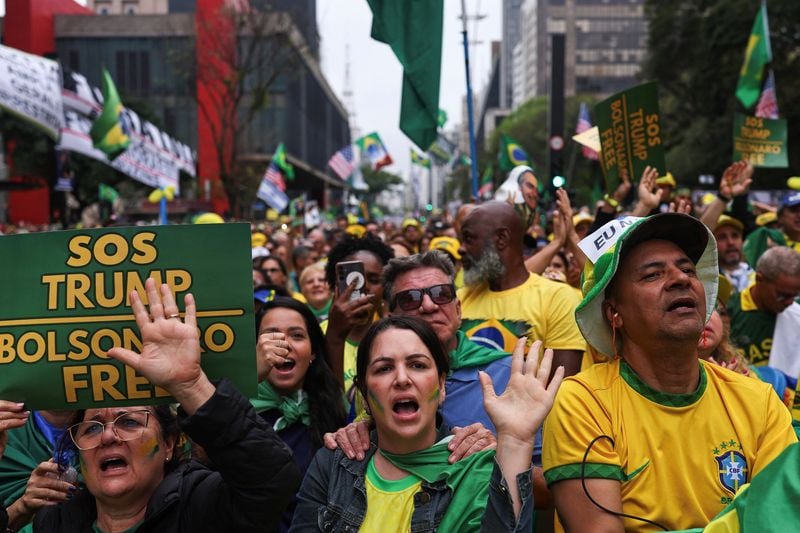 Image for Bolsonaro supporters rally in Brazil as coup trial nears verdict