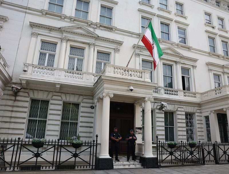 Image for London police charge seven Iranians with assault after embassy incident