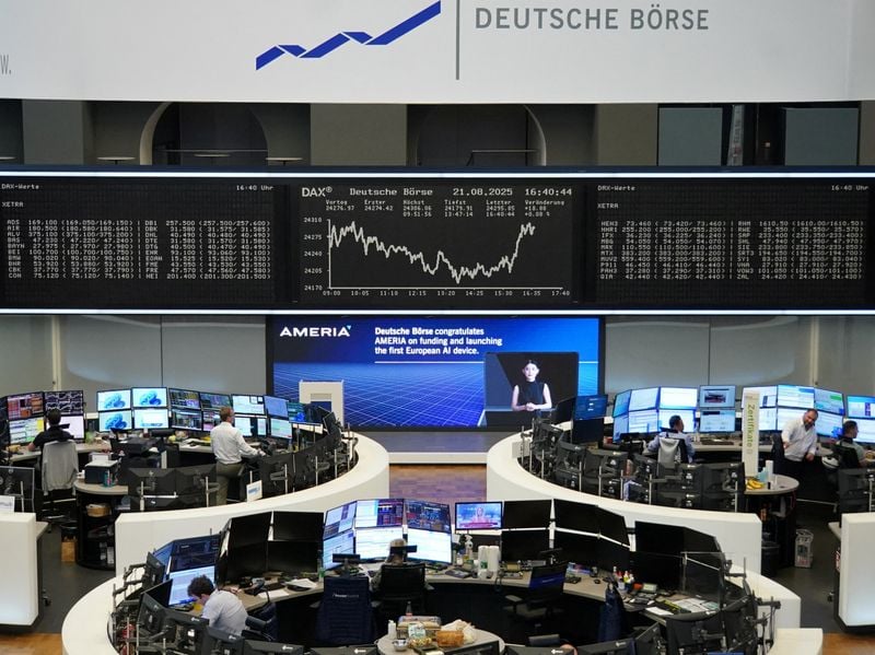 Image for European shares close at five-month highs after Powell hints at September rate cut