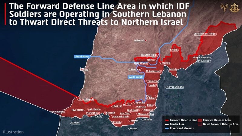 Image for Israeli military publishes map of south Lebanon territory under its control