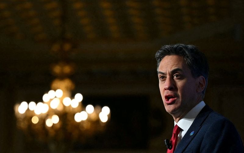 Image for UK's Miliband vows to lead in clean energy, demand corporate net zero strategies